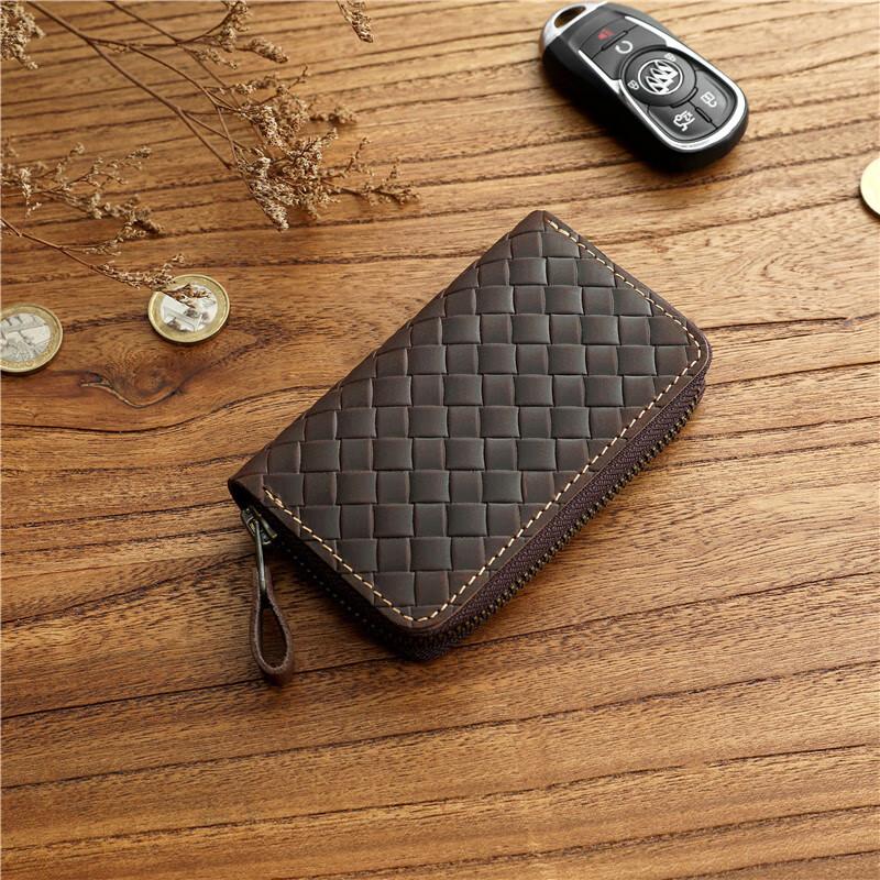 

Weipello Ретро плетеный кожаный чехол для ключей One Size