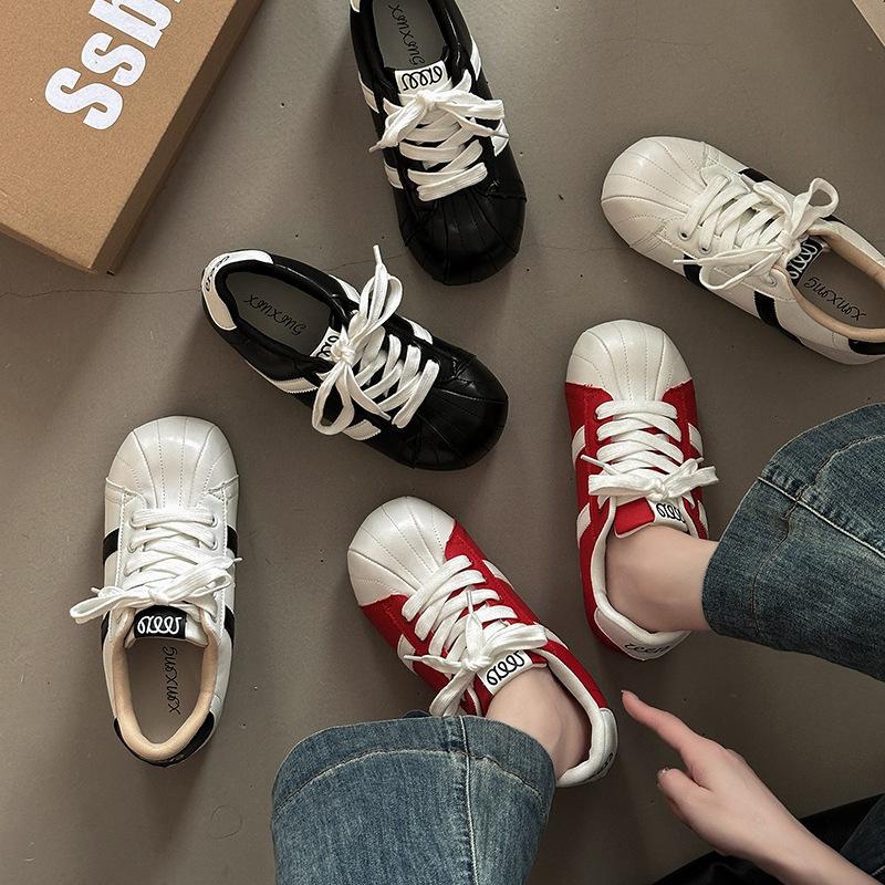 Fashion Retro Versatile Ugly Cute Big Head German Training Shoes Women's Autumn Flat Comfortable White Shoes Casual Shoes Muffin Shoes