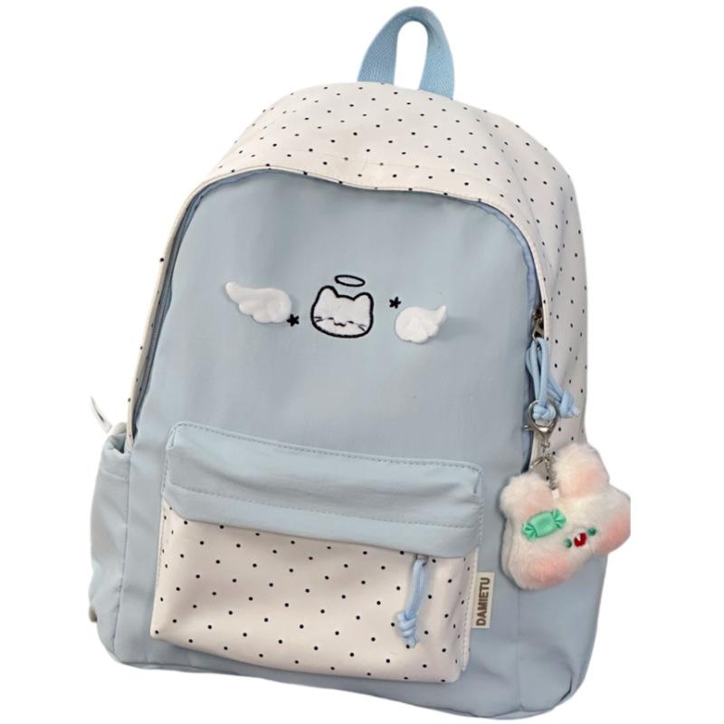 Schoolbag College Japanese Polka Dot Girl Cute Backpack School Bag Simple Student Junior High School Student Girls Lightweight Backpack Versatile