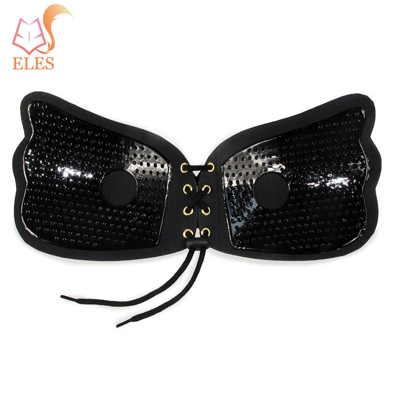 Бесшовный бюстгальтер Невидимый силиконовый бюстгальтер с открытой спиной без бретелек Бюстгальтер пуш-ап сексуальное нижнее белье A чёрный