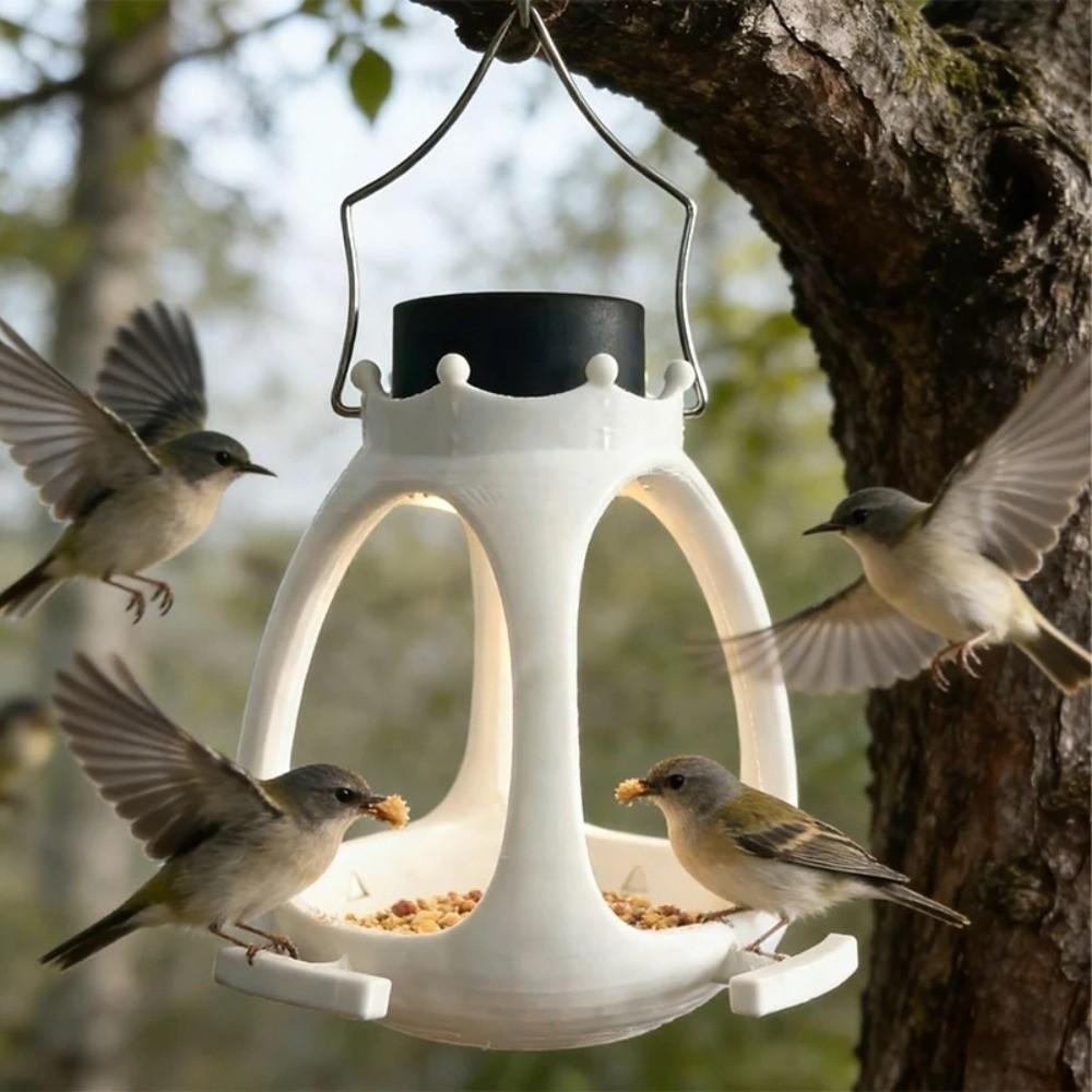 Creative Crown Bird Feeder LED Light Hanging Wild Bird Feeder Bird Food Container  Various Birds