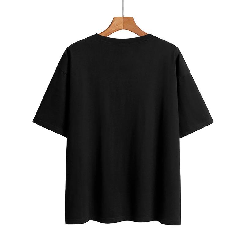 European Size Cat Print Pure Short-Sleeved Casual T-Shirt