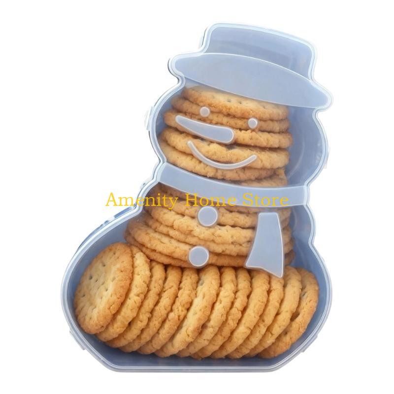 F26C Christmas Serving Tray & Festive Christmas Biscuit Storage with Lid Holiday Snowflake Tree Character Container for Snacks