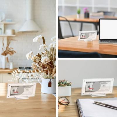 Geldaufsteller Doppelter Acryl-Geldrahmen mit Sockel Transparenter Aufsteller für den Schreibtisch Glatte Kante Gratfrei Geld