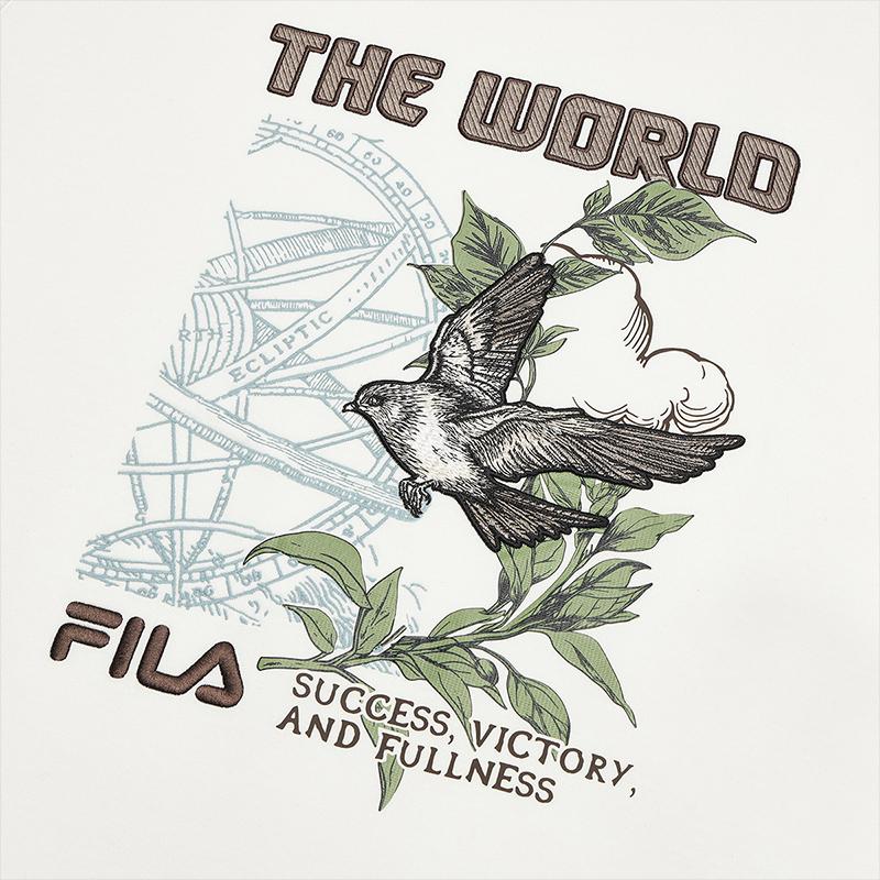 Fila Fashion Casual Knitted Pullover Sweatshirt Men Sweatshirt Egrets-White F11M518218FWT