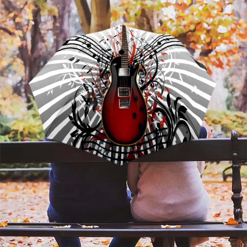 1PC electric guitar Umbrella Portable Folding Umbrella Iron Frame Hole Bone Structure Outdoor Home Umbrella A15
