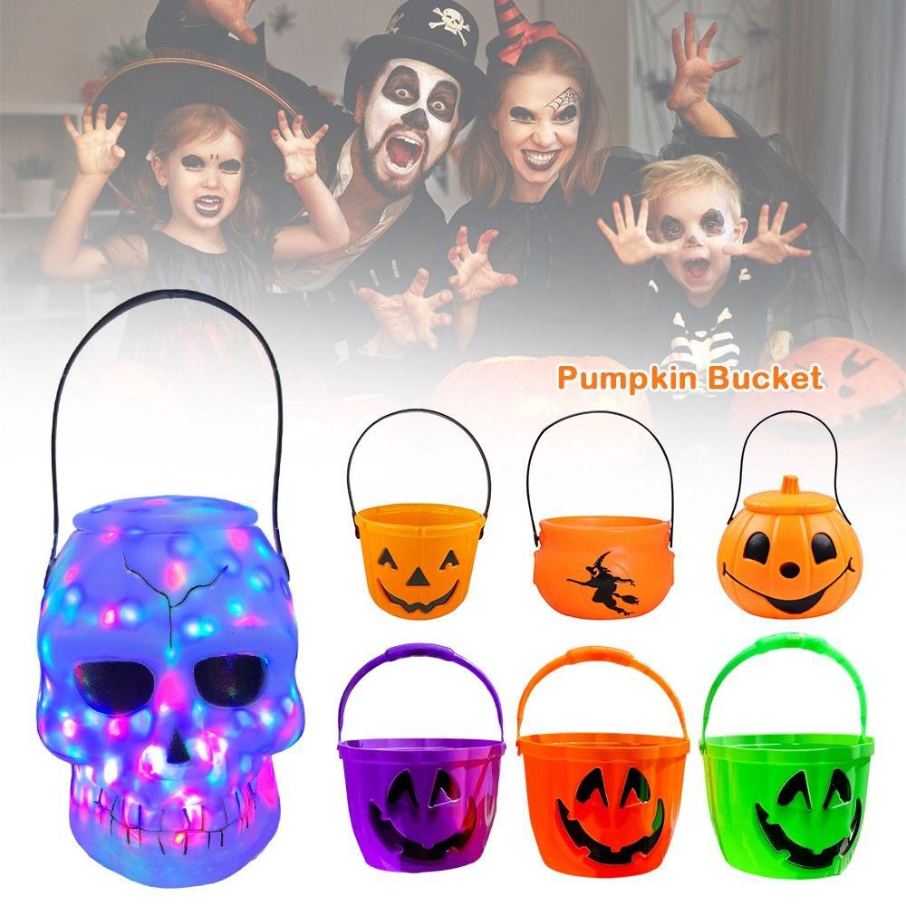 Spooky Triangle Eye Halloween Pumpkin Jar Portable Holiday Toy Pumpkin Bucket Halloween Decoration Party Decoration