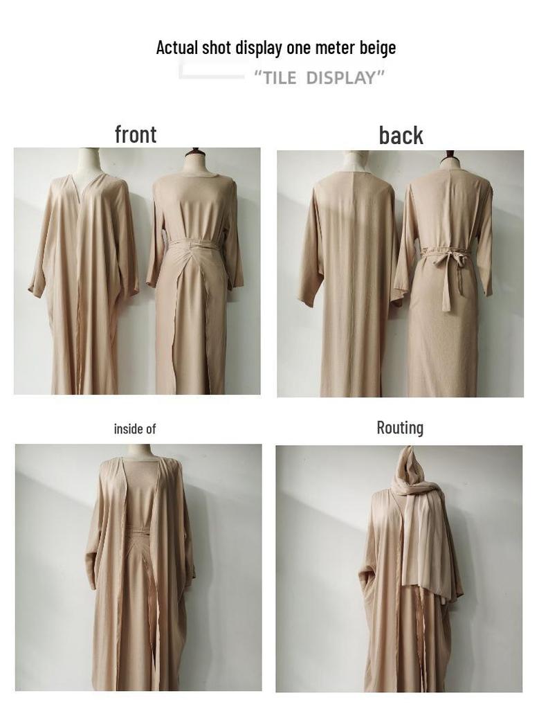 Elegant European & American Solid Color Cardigan Three-Piece Set for Middle East 