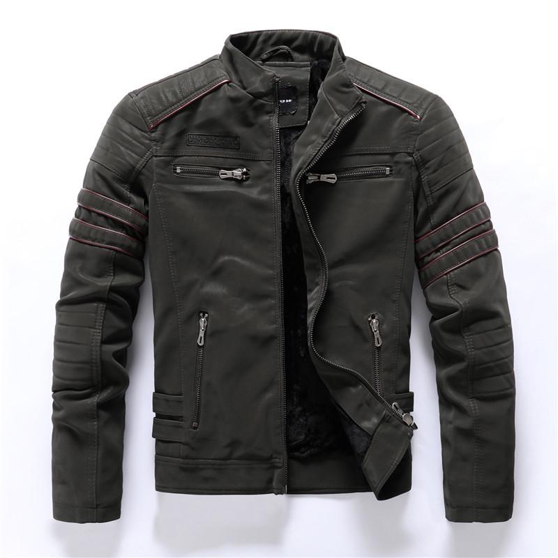 Men's PU Leather Aviator Motorcycle Jacket with Multi-Embroidery - Trendy Youth Fashion