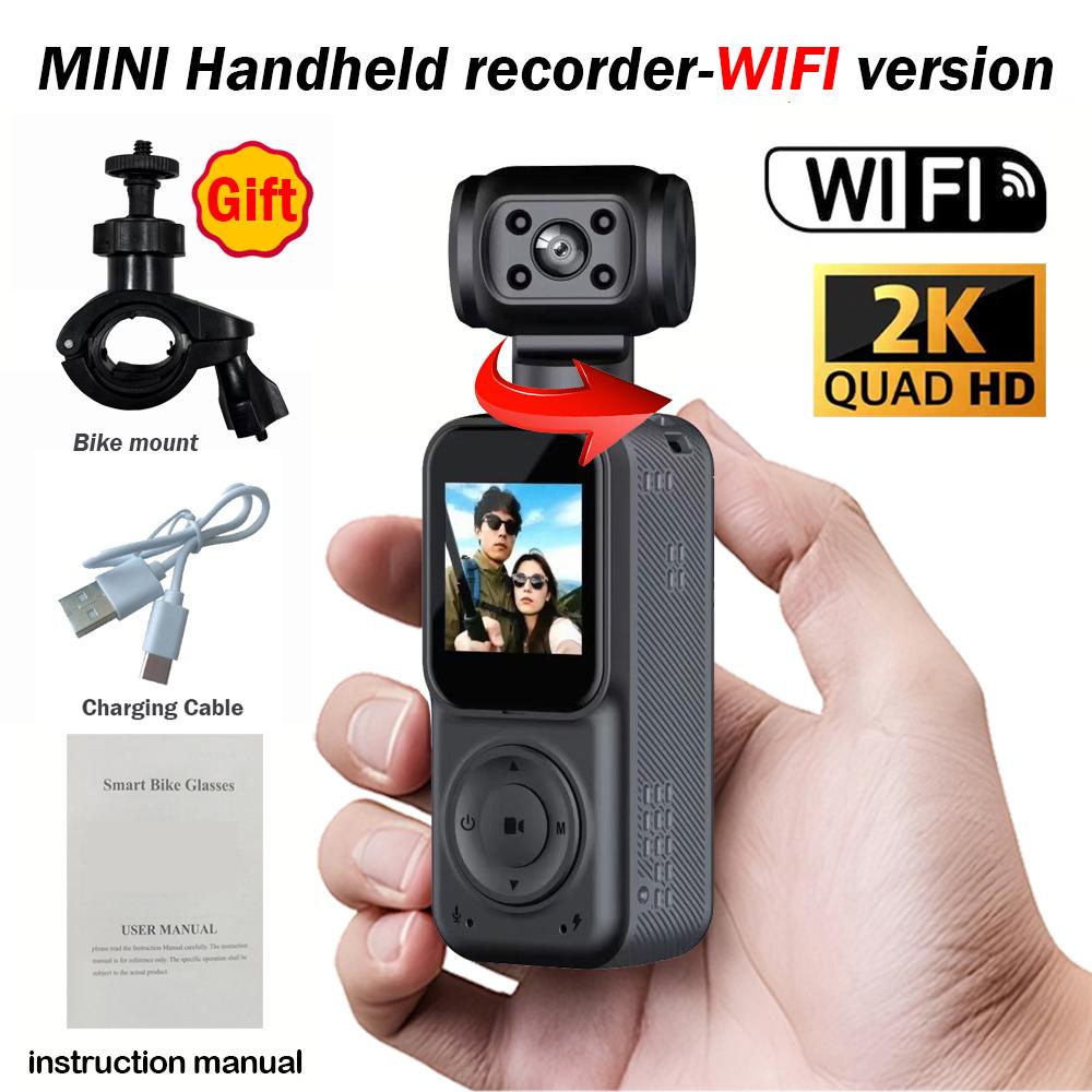 WIFI Control 2K Handheld Sports Camera 270° Rotatable Video Recorder Night Vision Function Suitable for Outdoor Cycling, etc