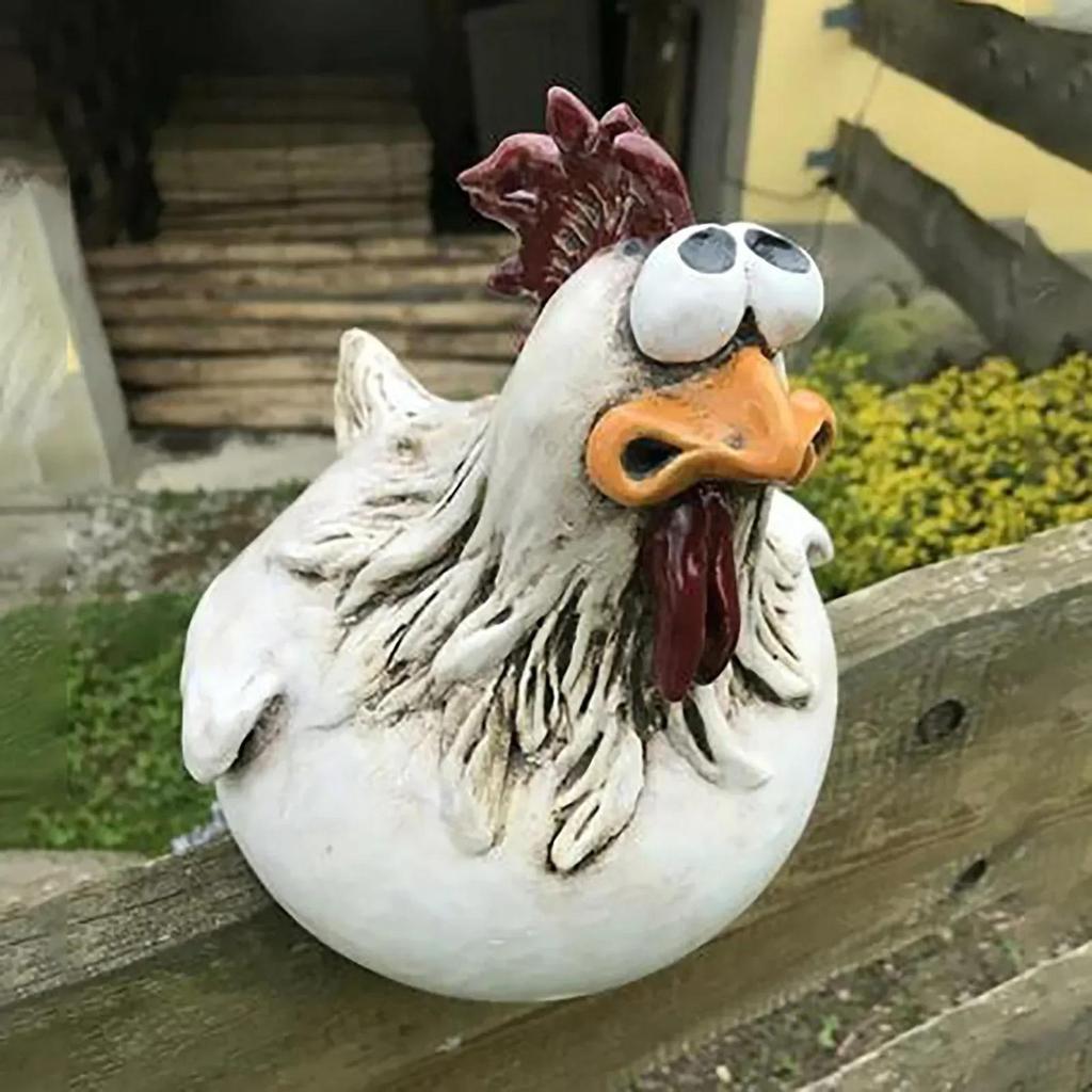 Realistische Hahnen-Skulptur, Hühner-Ornament Wanddekoration, Kreative Hofkunst zur Gartenzaun-Dekoration