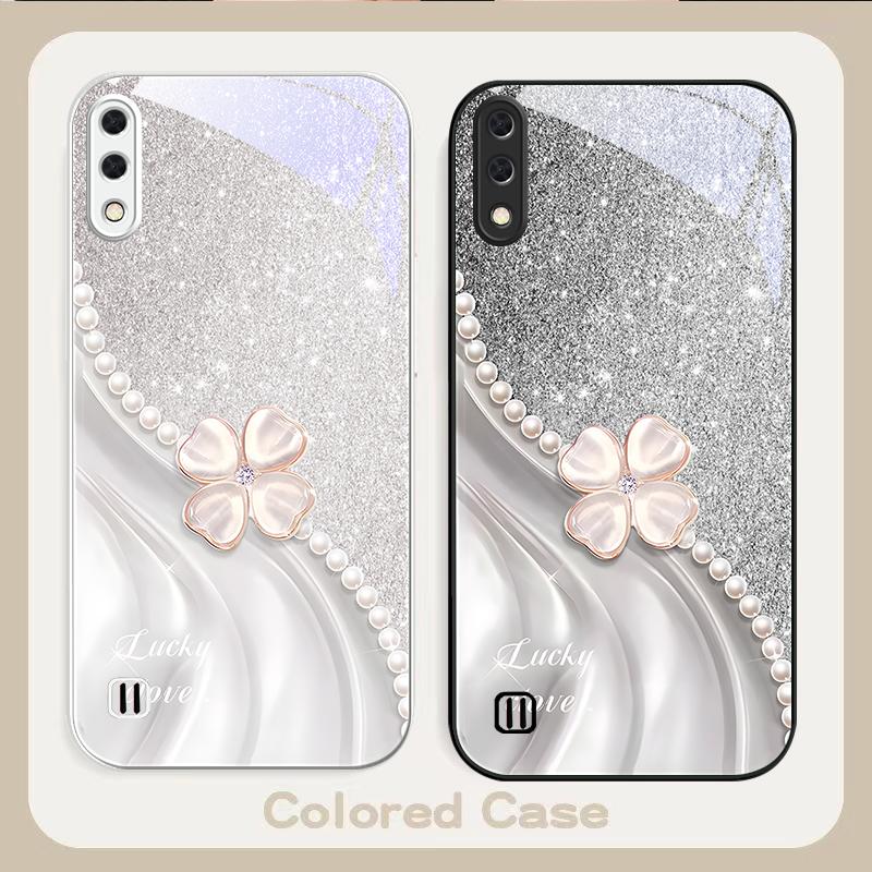 Pink four-leaf clovers For Samsung A01 A02 03 Core 04 05 06 10 12 13 14 5G 15 16 M02 12 Note 8 9 10 20 glass Ultra phone case