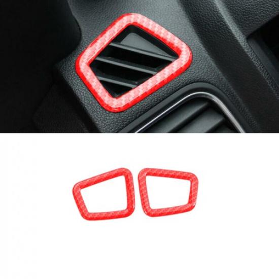 Dashboard L&R Air Outlet Vent Cover For Ford Explorer 2011- Red Carbon Fiber