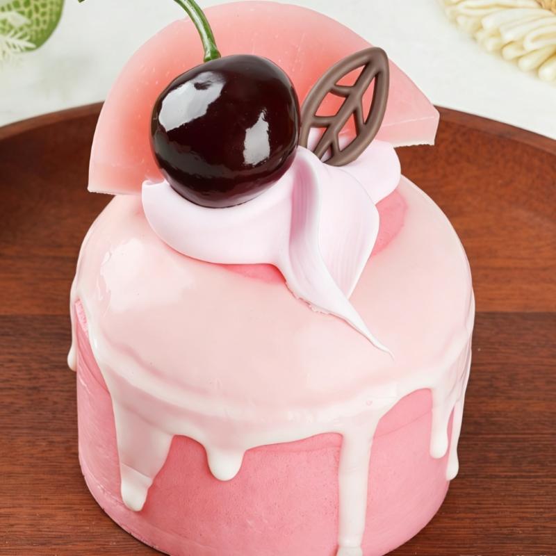 Pink Fruit Cream Simulation Mini Cake Slow Rising Squishy Toy Dessert Stress Relief Squeeze Fidget Toy