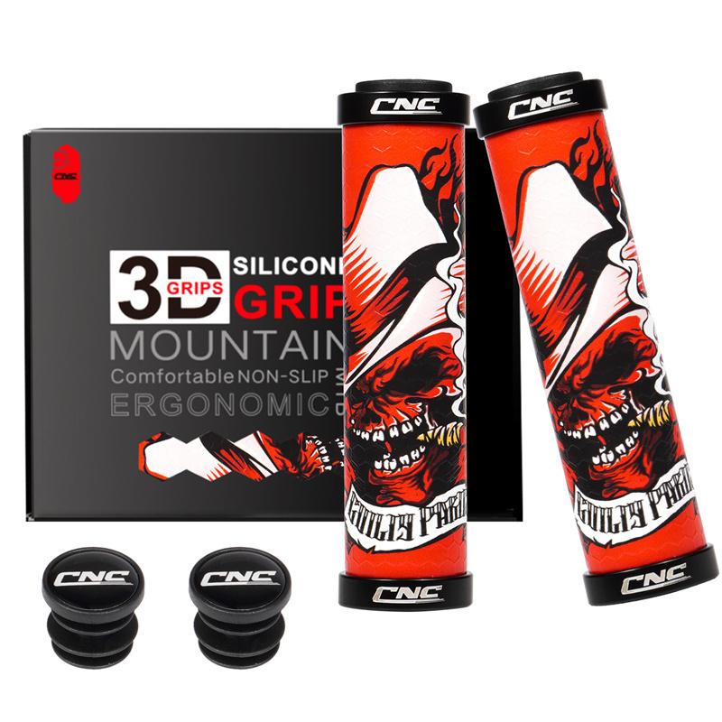 

CNC Mountain Bike Grips Silicone Mtb Cuffs Gel Bicycle Handlebar Grip Lock On Cycling Accessories Fit Flat Riser Handle Bars червоний