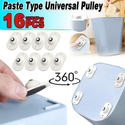 4Pcs Paste Pulley Paste Type Universal Pulley Diy Self Adhesive Mini Casters Wheels 360º Storage Box Stick-On Wheels ARI