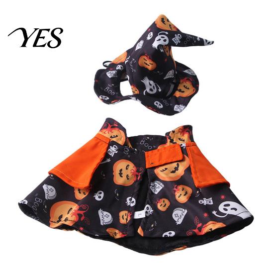 Halloween Dog Cape And Hat 1 Set Pet Costume, Adjustable Wizard Cape, Cute Pumpkin Fun Outfit Ghost Prints, for Small Dogs Cats Festive Apparel Print