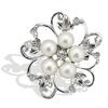 Faux Pearl Flower Brooch Collar Pin Rhinestone Crystal Bridal Jewelry Present