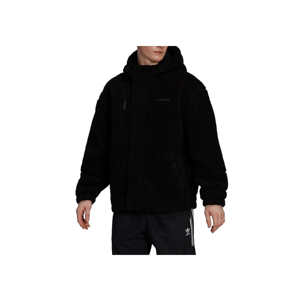 Adidas Originals Trefoil Casual Sports Warm Windproof Long Sleeve Jacket Men Jackets Black HN0388