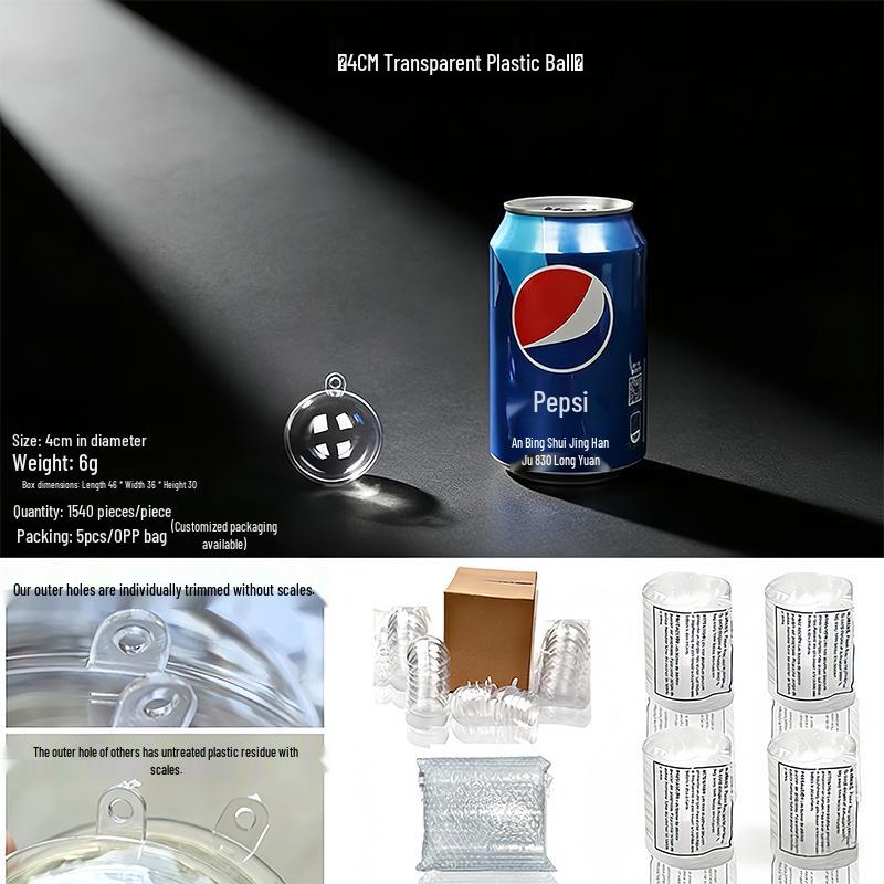 Прозрачная акриловая рождественская подвесная декорация: Прозрачный, Круглый, Полый Шар