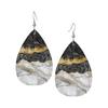 Creative Marble Pattern PU Leather Earrings for Women Abstract Beach Ocean Pattern Tears Earrings Double-sided Pattern Design Lightweight Earrings