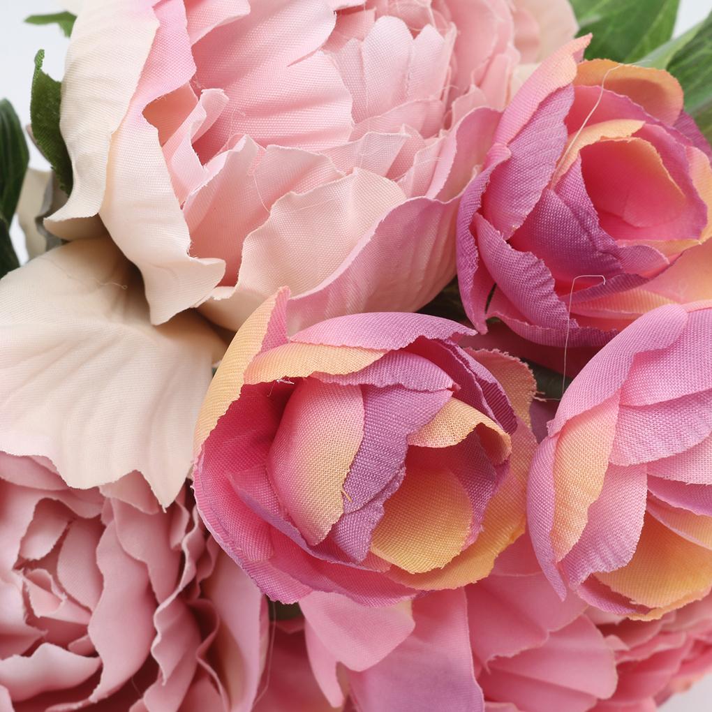 8 Head Artificial Peony Silk Flower Leaf Home Wedding Party Decor Floral Bouquet