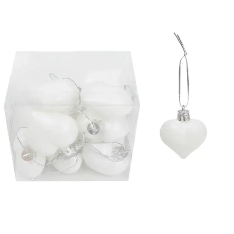 

12 шт./кор. Рождественский кулон, пластиковое украшение в форме сердца, елочные украшения, сделай сам, товары для домашнего декора, подарки на новогоднюю вечеринку белый