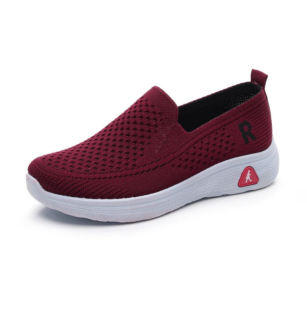 Flying Woven Women's Shoes 2025 Summer Mesh Breathable Women's Casual Single Shoes Middle-aged and Elderly Mother Shoes One Pedal Lazy Shoes