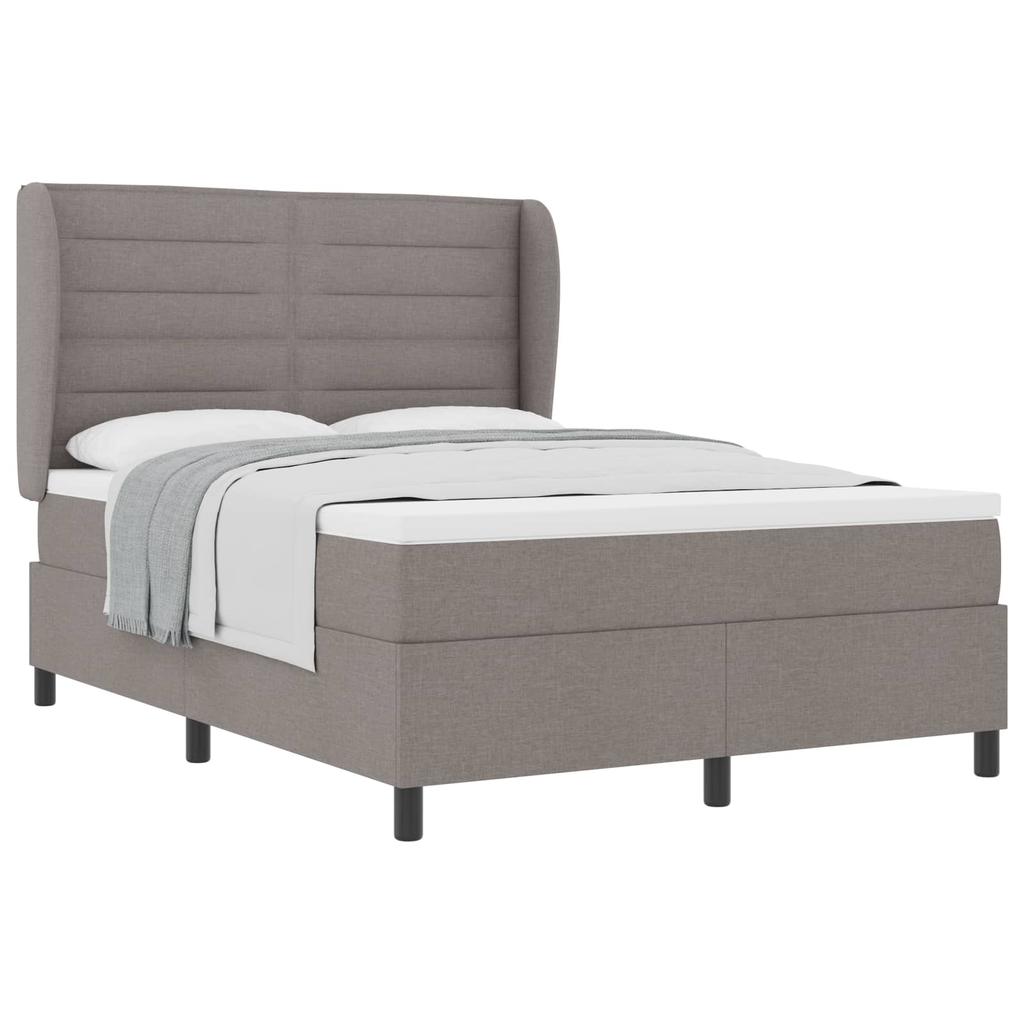 Box Spring Bed with Headboard Taupe 160 X 200 Cm Fabric