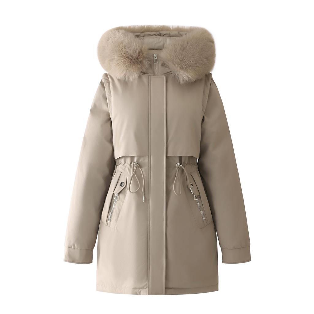 Overcomes The Long Korean Version of Loose Cotton-padded Clothes for Women, Adding Velvet and Thickening Waist Cotton-padded Jacket Coat In Winter.