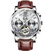 Montre homme mécanique automatique tourbillon calendrier étanche lumineux cuir classique cadeaux de Noël