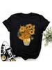 Camiseta Estampada Flores de Van Gogh Girasol Vangogh Camiseta de Arte Vintage Estilo Harajuku Estética Top de Verano Camisetas Camiseta Mujer