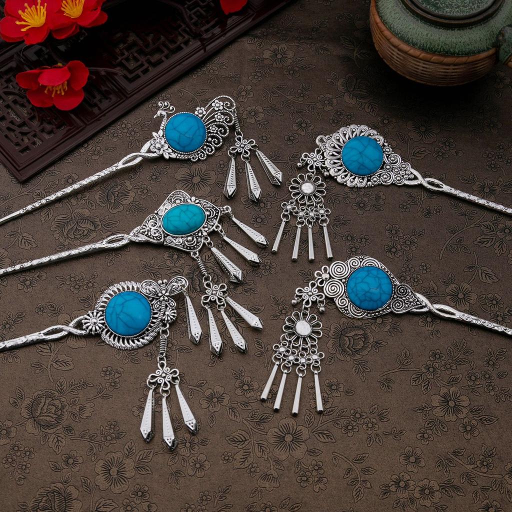 Retro Peacock Fringed Walking Hairpin, Miao Ethnic Style Butterfly Hairpin, Ancient Style Disc Hair Accessories For Women