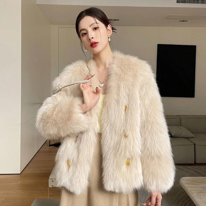 WTEMPO Autumn Winter Imitation Fur Solid Color Versatile Plush Coats Women Large Size Loose Casual Warm Jackets