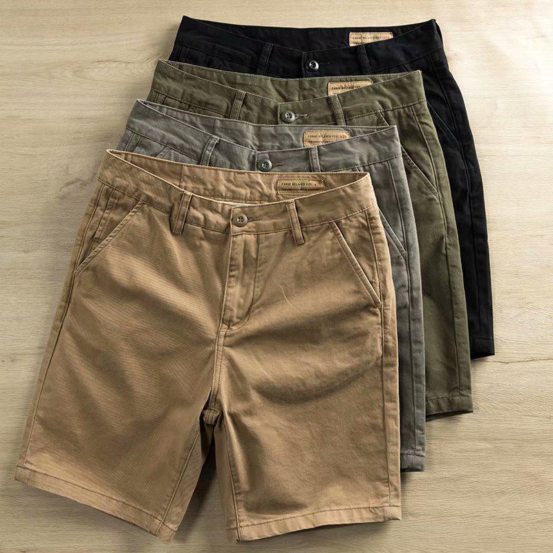 

Men s Korean Style Trendy Summer Retro Loose Solid Color Casual Shorts 2XL хакі