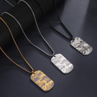 Camouflage Militär Anhänger Halskette für Herren Edelstahl Hip Hop Schmuck Kasten Kette Hundemarke Herren Halsketten Mode Geschenk