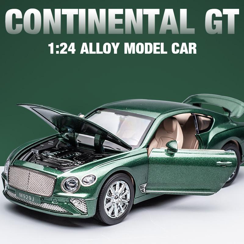 1/24 Scale Bentley Continental GT Diecast Car Model Toy, Pull Back Toy Vehicle with Sound and Light for Kids Toddler Boys Girls Gift Collection