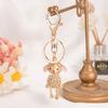 Rhinestone Lamb Keychain for Women Girls Faux Crystal Sparkling Bag Charm for Handbag Car Key Accessory