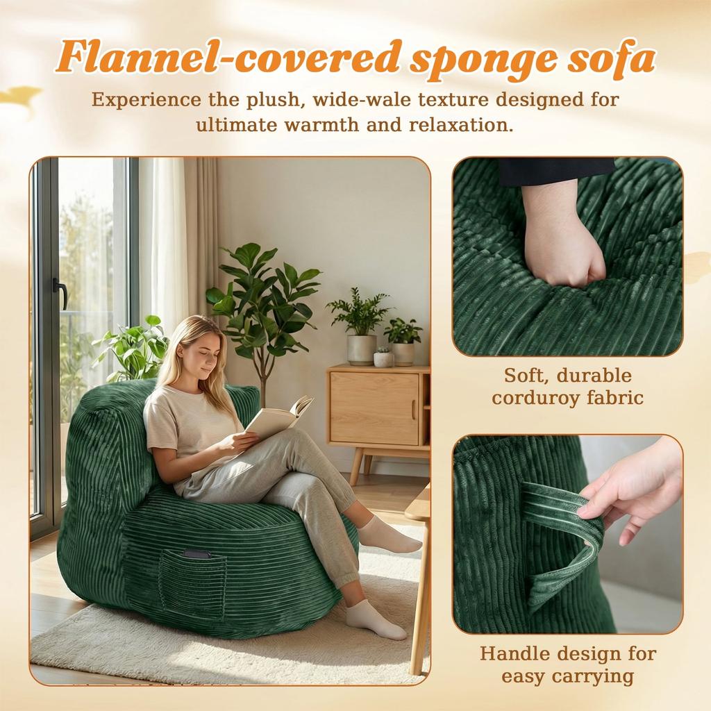 Übergroßer Sitzsack für Erwachsene, Riesiges Bodensofa aus Memory-Schaum, Großes Faulsofa