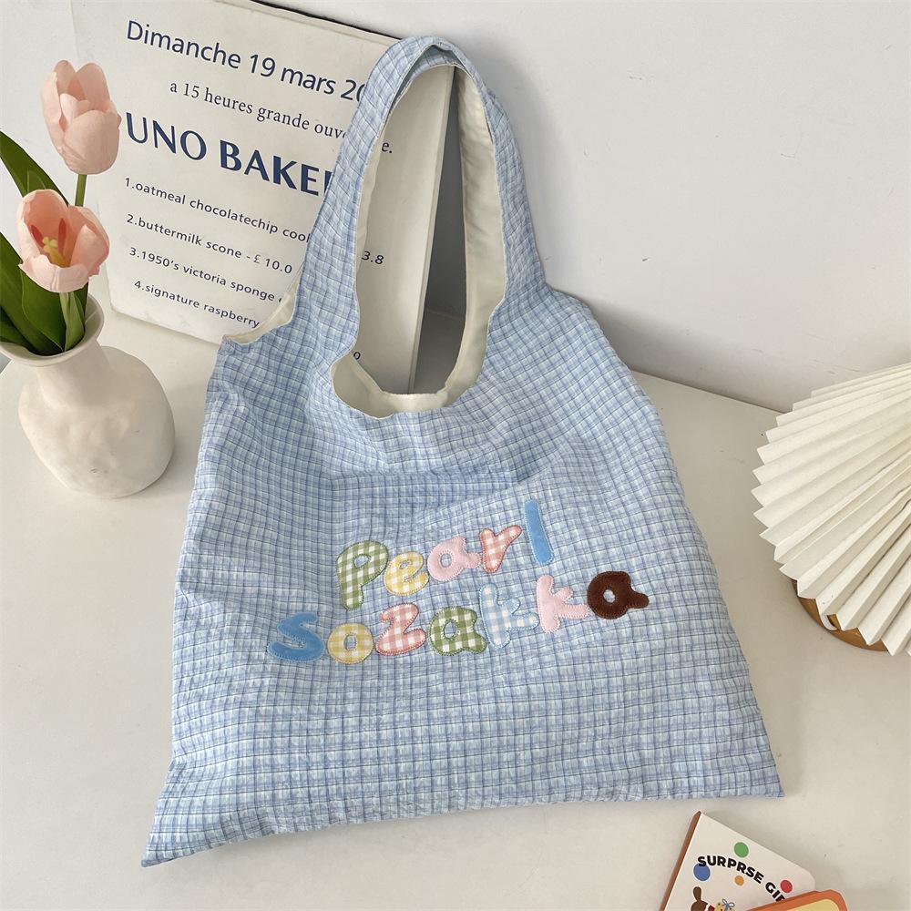 2 niche color letter embroidered plaid shoulder bag cute vest underarm bag versatile commuter women