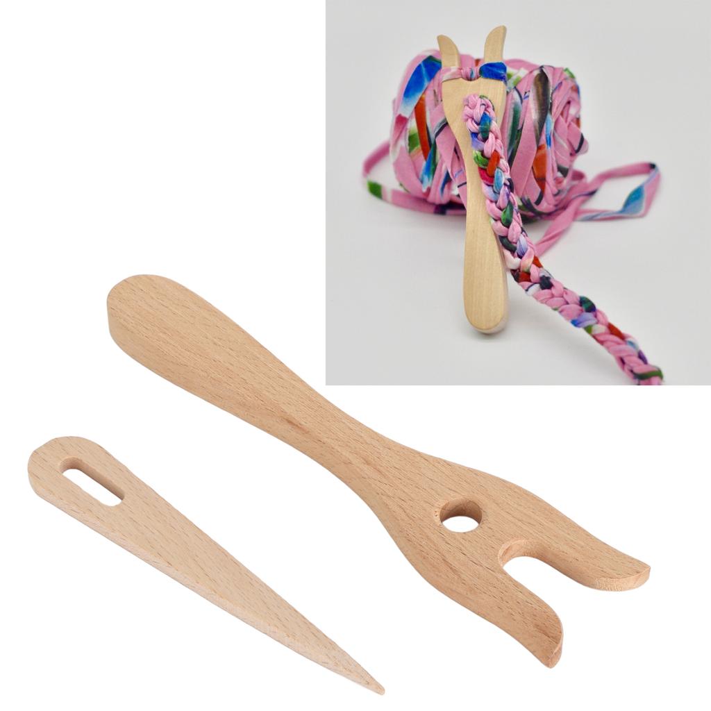 2Pcs Knitting Fork and Eye Needle Kit Multifunctional Wood Weaving Crochet for Jewelry Toys Dresses Weaving Tool