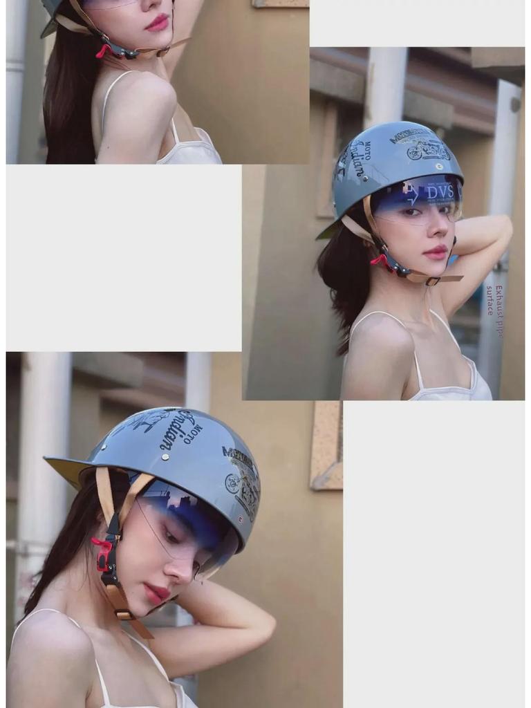 Fashionable Unisex Four-Season Motorcycle Helmet with Sun Protection, Half-Covered Design, Summer-Ready