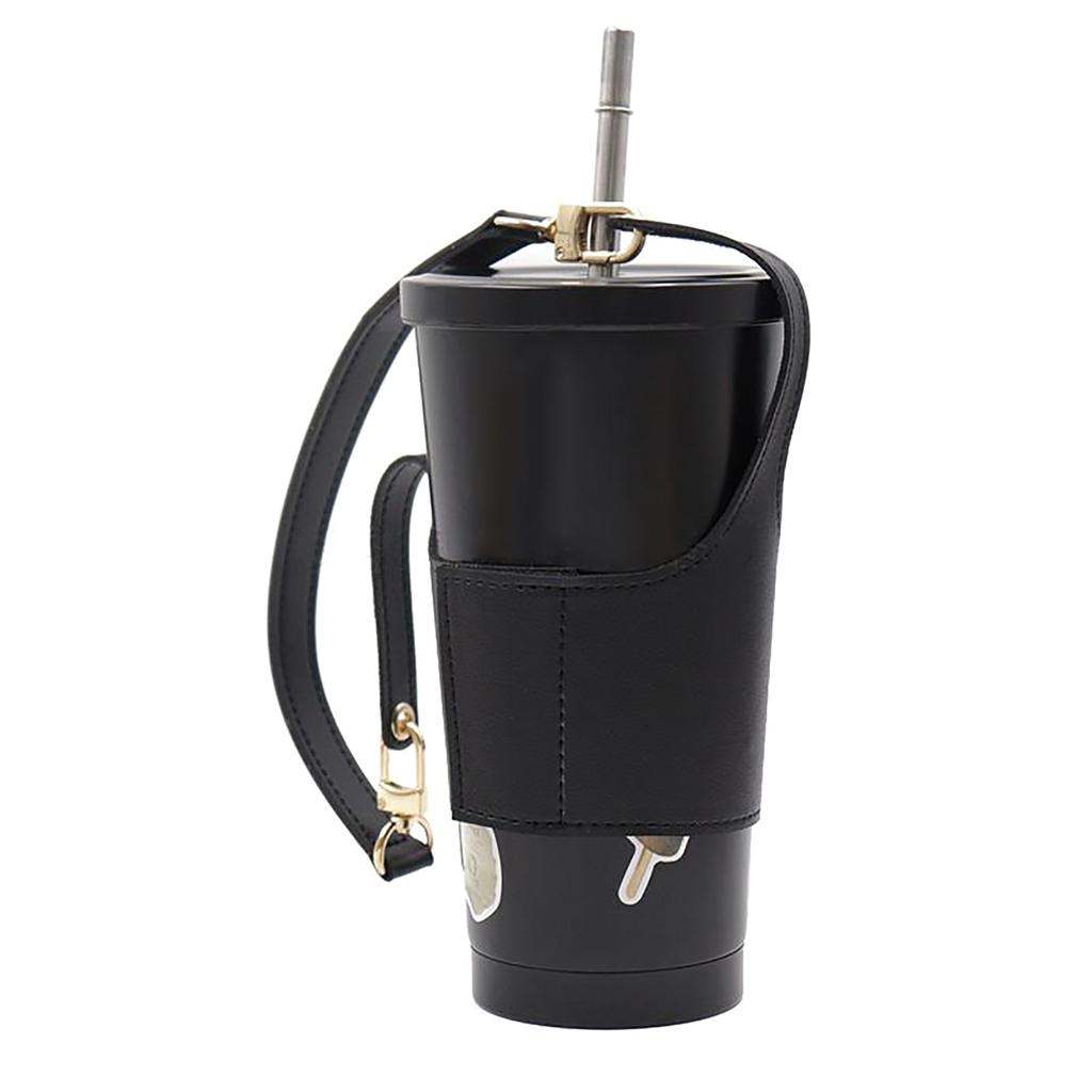 Leather Cup Cover Pouch Portable Water Bottle Sleeve Bag Leather Carrying Strap Insulating Cups Milk Tea Coffee Cups Accessories