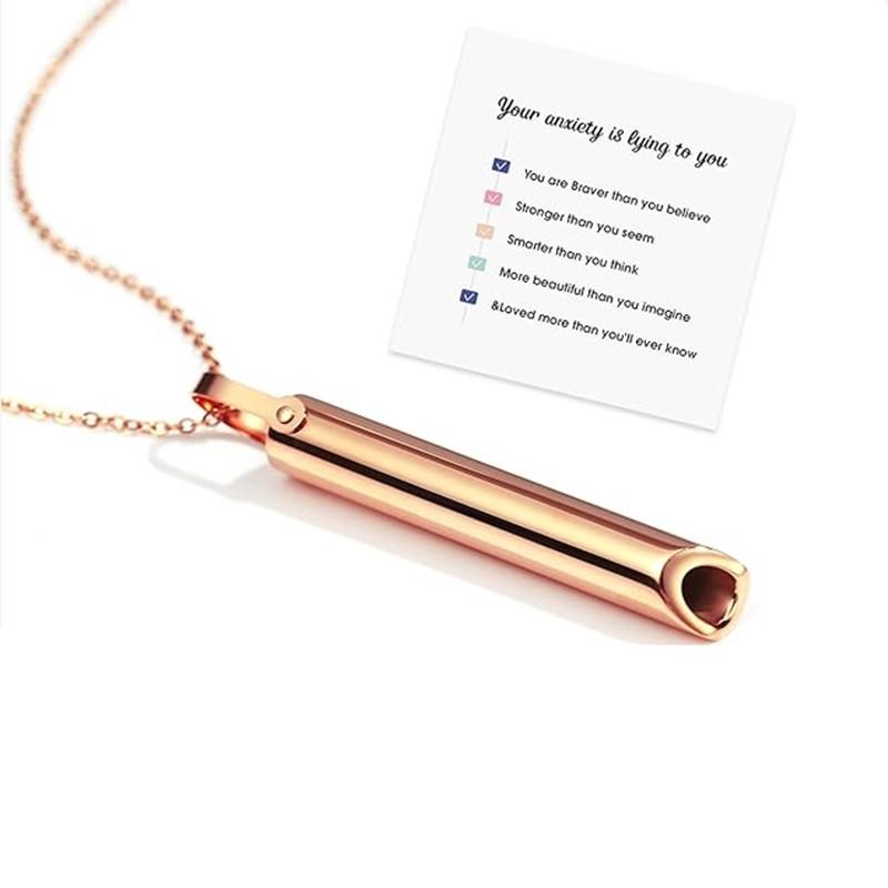 Stainless Steel Anxiety Relief Yoga Meditation Whistle Pendant Necklace