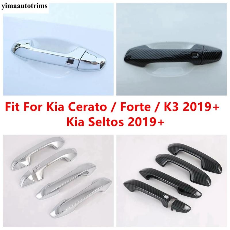 Side Door Handle Decoration Cover Trim For Kia Cerato / Forte / K3 - / Seltos - ABS Carbon Fiber Accessories