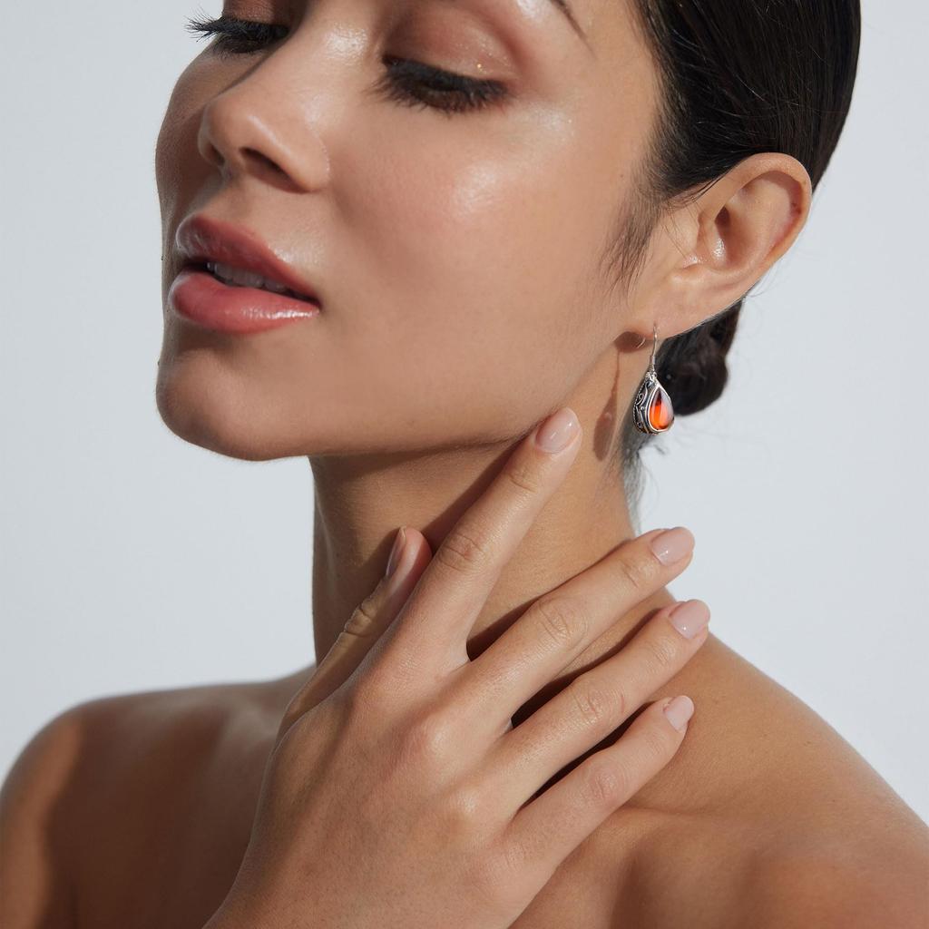 Vintage Waterdrop Red/Blue/Green CZ Stone Dangle Earrings for Women, Temperament Elegant Lady Drop Earrings Wedding Band Jewelry