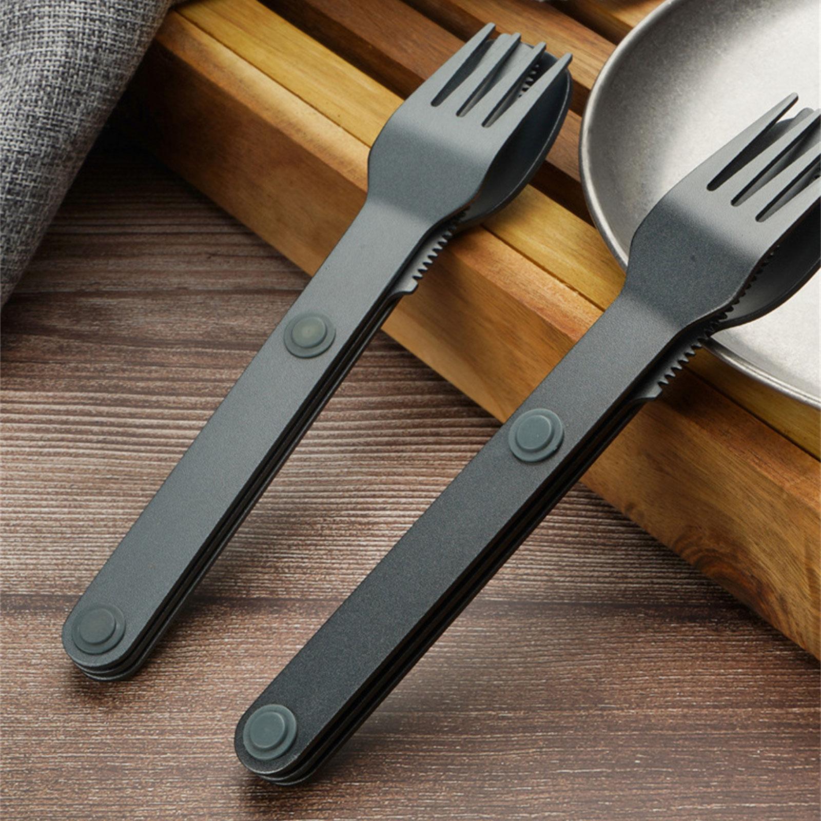 Magnetyczny Zestaw Sztućców Aluminiowy 3 Sztuki Widelec Łyżka Do Plecaka Piknik Zmywarka Bezpieczny pomarańczowy