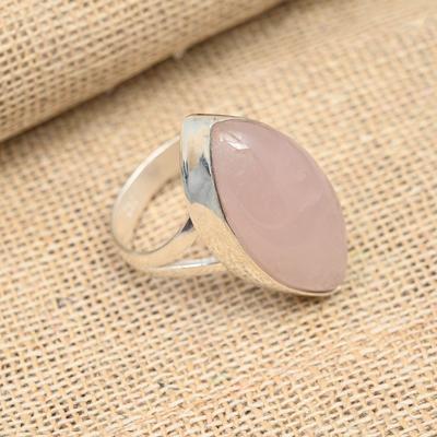 Rose Quartz Gemstone Handmade 925 Sterling Silver Ring Jewelry For Christmas