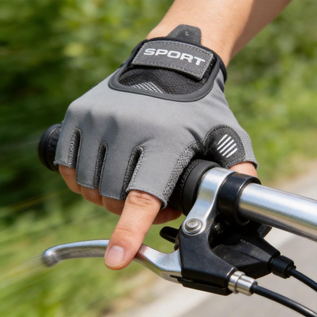 Breathable Nylon Half Finger Workout Gloves With Shock Absorption For Fitness And Cycling