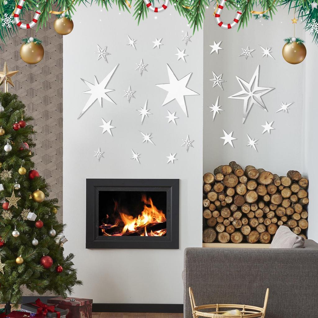 Star Mirror Wall Decor 2D 78 Pieces Removable Decoration Wall Decor Stickers For Ceiling Bedroom Study Room Living Room